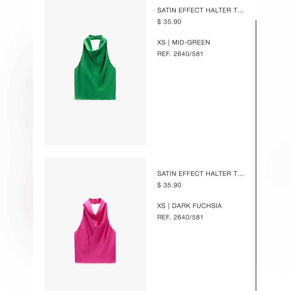 Zara Green & Hot Pink Satin Halter Top
